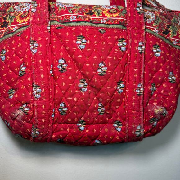 Vera Bradley Provincial Red Floral Print Zip Quilted Shoulder Bag Purse - Picture 11 of 11